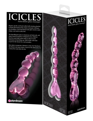 Kuleczkowe Szklane Dildo w Pięknym Różowym Kolorze Icicles No. 43