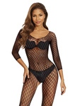 Siateczkowy kombinezon Bodystocking 2048 SoftLine w kratkę, otwarty krok
