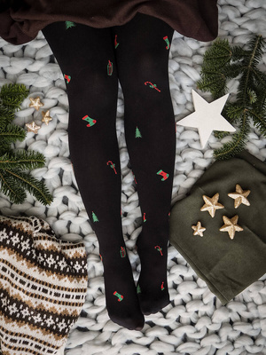 Świąteczne Rajstopy Gabriella Ho, Ho, Ho – Kryjące 60 DEN