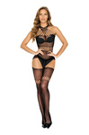 Bodystocking 2062 SoftLine Black Sexy Siatkowy Kostium z Paskami i Efektem Pończoch