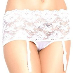 Biały Pas do Pończoch i Stringi SoftLine 3314