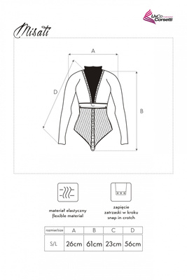 Body Misati LivCo Corsetti Fashion – Elegancka Siateczka z Cyrkoniami i Haftami