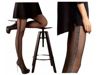 Eleganckie Rajstopy z Mozaikowym Lampasem Villi 15 DEN – LivCo Corsetti