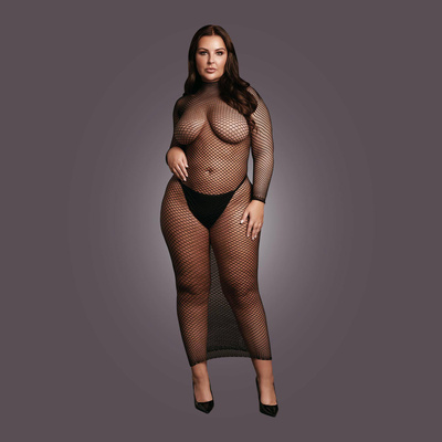 Długa Sukienka Le Désir 67 Sexy Maxi, Siateczka, Golf, Długi Rękaw!