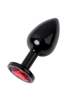 Black Anal Plug Red Cristal – czarny aluminiowy korek analny z kryształem