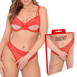 Czerwone Koronkowe Figi Brazylijskie z Otwartym Krokiem – Daring Lauren