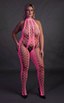 Neonowy Bodystocking Ouch! 835 Pink UV Siateczka Druga Skóra!