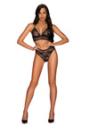 Zestaw Kokietta Obsessive – Stanik i Majtki, Czarna Koronka z Motylkiem