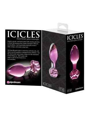 Szklany korek analny z różowym kwiatkiem – Icicles No. 48 Pipedream