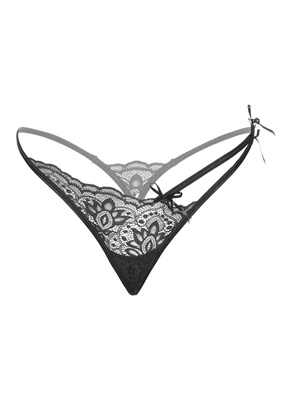 Koronkowe stringi Gina black – Daring V-String z paseczkami