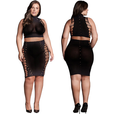 Dwuczęściowy Komplet z Crop Topem i Spódniczką z Wycięciami Kala 05 Le Désir 