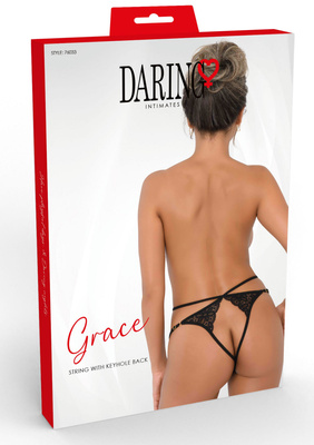Czarne koronkowe stringi Grace z otwartym tyłem – Daring Intimates
