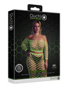 Neonowy Komplet Ouch! 834 Green UV Siateczka Top i Długa Spódnica!