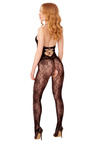 Otwarty Sexy Czarny Bodystocking Floral Halter Daring Intimates