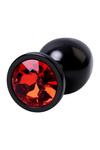 Black Anal Plug Red Cristal – czarny aluminiowy korek analny z kryształem