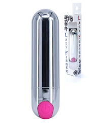 Mini Srebrny Wibrator Pocisk - Lady Finger - Silver/Pink