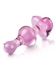 Szklany korek analny Icicles No. 75 z różowym serduszkiem – Pipedream