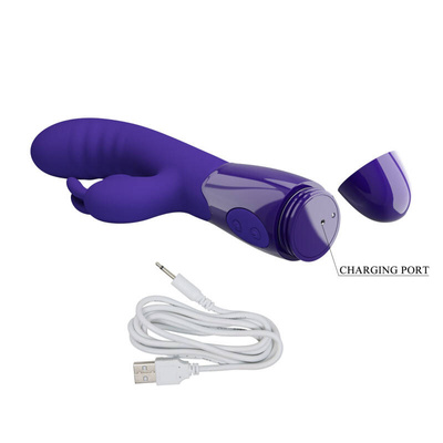 Wibrator Rabbit Cerberus Purple USB Silikon G-Spot Łechtaczka!