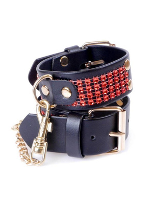 Wąskie Błyszczące Kajdanki z Kryształkami - Fetish Boss Series