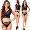 Czarny Komplet Elin LivCo Corsetti | Zmysłowy Dwuczęściowy Zestaw z Tiulu i Koronki