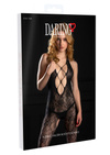 Otwarty Sexy Czarny Bodystocking Floral Halter Daring Intimates