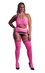 Neonowy Komplet Rajstopy Top Ouch! 838 Pink UV Dwuczęściowy!