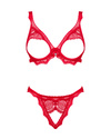 Zestaw Bergamore Obsessive – Czerwony, Otwarte Miseczki i Stringi Crotchless