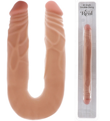 Dwustronny Żylasty Penis Cielisty - Double Dong 14" 35cm