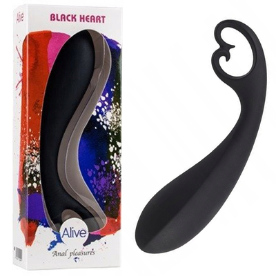 Silikonowy Stymulator Analno-Waginalny - Dildo Alive Black Heart