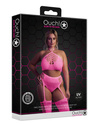 Neonowy Komplet Bielizny Ouch! 836 Pink UV Top Figi Pończochy!
