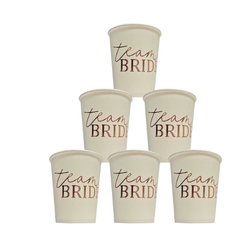 Papierowe Kubeczki Team Bride – Rose Gold na Wieczór Panieński 8 szt.