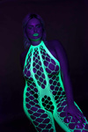 Neonowy Bodystocking Ouch! 835 Green UV Siateczka Druga Skóra!