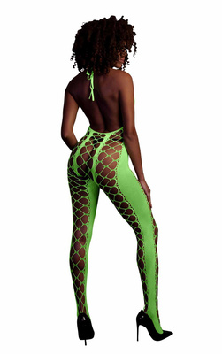 Neonowy Bodystocking Ouch! 835 Green UV Siateczka Druga Skóra!
