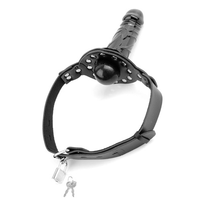 Skórzany Knebel 2w1 Ball Gag z dildo - Fetish Deluxe