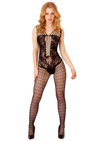 Czarny Bodystocking Koronkowy z Ozdobnym Dekoltem Daring Intimates