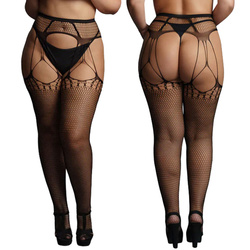 Zmysłowe Rajstopy Plus Size Typu Suspender z Paskami do Pończoch – Shredded Look 41 Le Désir