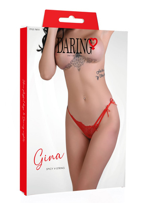  Koronkowe stringi Gina  red – Daring V-String z paseczkami