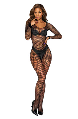 Bodystocking 2061 SoftLine Black Sexy Siateczkowa Bielizna z Głębokim Dekoltem 