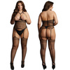 Bodystocking z Otwartymi Miseczkami i Pończochami Halter Dekolt 48 Le Désir
