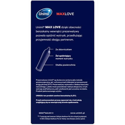 UNIMIL Max Love Time Control – Prezerwatywy przedłużające stosunek Delay