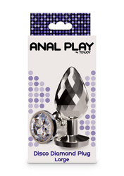 Korek disco analny aluminiowy z kryształem – 9,7 cm, średnica 3,85 cm