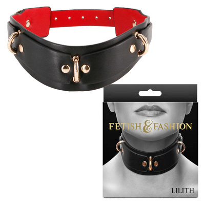 Obroża BDSM Lilith Szeroka 4.5cm Czarno-Czerwona Nity!