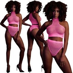 Kabaretkowy Komplet Ouch! 833 Pink NEON UV Top i Figi 2cz.