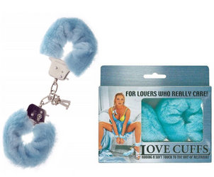 Metalowe Kajdanki Z Błękitnym Futerkiem - Love Cuffs