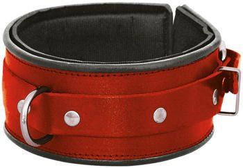 Czerwona Obroża Szeroka z Półkolem i Wyściółką Leder 1001 BL