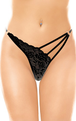 Czarne Stringi Damskie z Paskami SoftLine 2271
