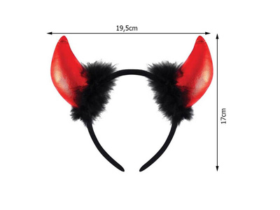 Opaska Diabelskie Rogi Pluszowe Przebranie Halloween Impreza Rogi Diabła