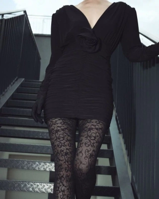 Rajstopy kwiaty Ornament Perse Gabriella 60 DEN – elegancki wzór 3D