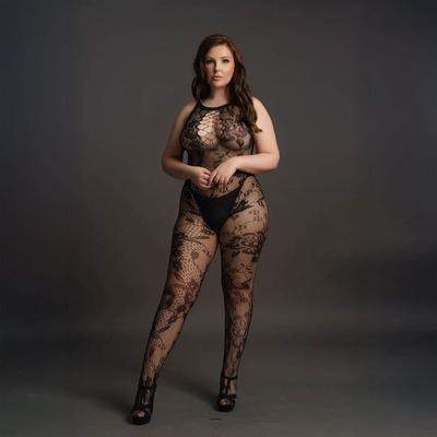 Bodystocking Koronkowy z kwiatowym wzorem i otwartym krokiem Le Désir – 23