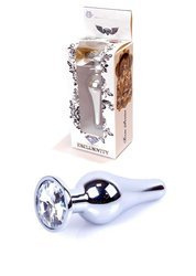 Srebrny Korek Analny z Przezroczystym Kryształkiem Silver Butt Plug